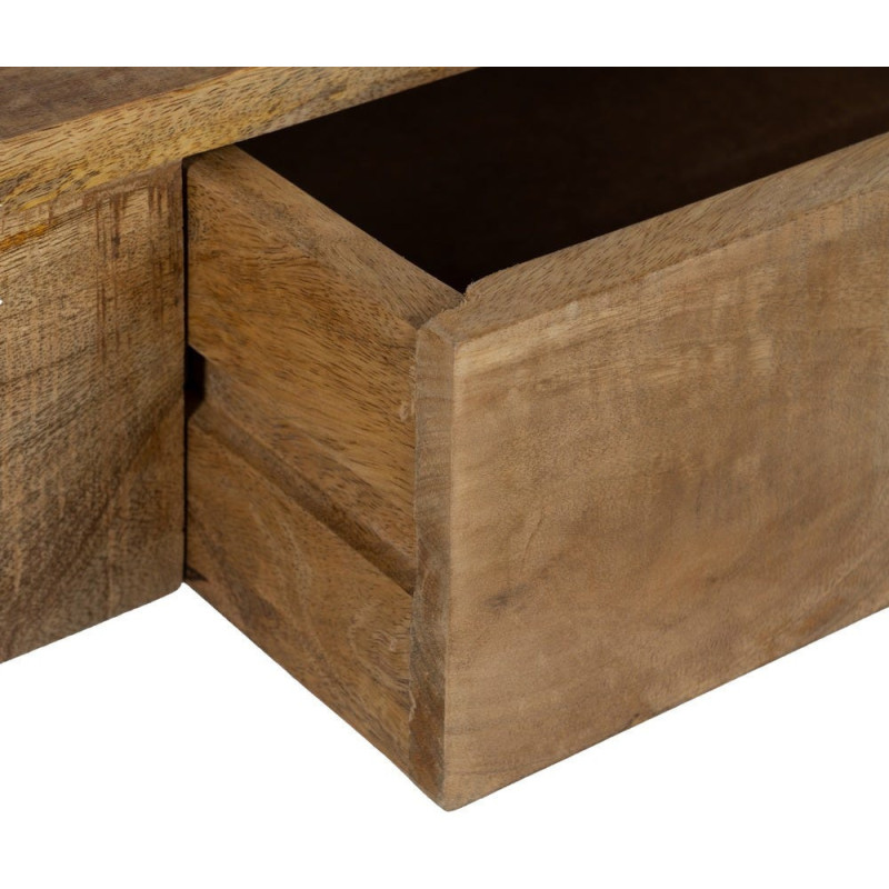 Bureau industriel chic 2 tiroirs Bois de manguier Naturel Métal Noir Carimo - 5