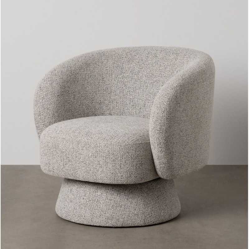 Grand Fauteuil de salon moderne rond Tissu Gris clair Chiné Enrilo - 1