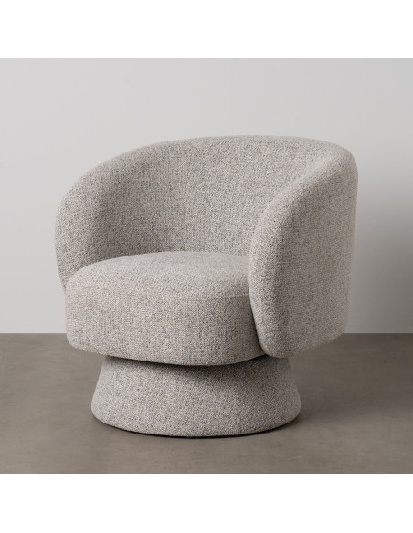 Grand Fauteuil de salon moderne rond Tissu Gris clair Chiné Enrilo - 1