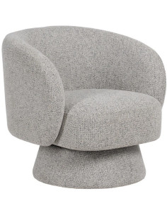 Grand Fauteuil de salon moderne rond Tissu Gris clair Chiné Enrilo - 2