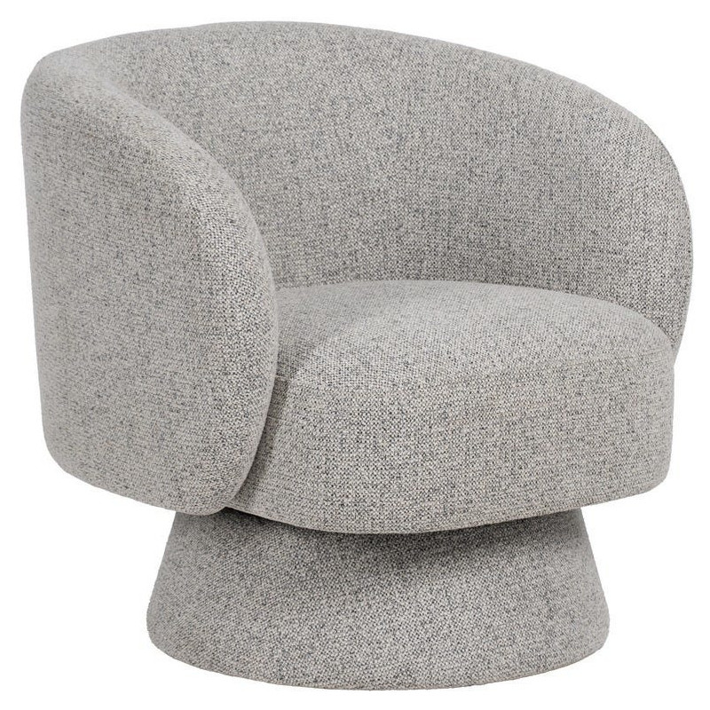 Grand Fauteuil de salon moderne rond Tissu Gris clair Chiné Enrilo - 2