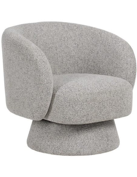 Grand Fauteuil de salon moderne rond Tissu Gris clair Chiné Enrilo - 2
