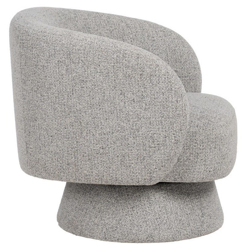 Grand Fauteuil de salon moderne rond Tissu Gris clair Chiné Enrilo - 3