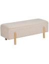Banquette Bouclette Ovale 2 places Avec coffre de rangement Tissu Blanc crème Bouclé Bois de pin Naturel Bois MDF Kalian - 3