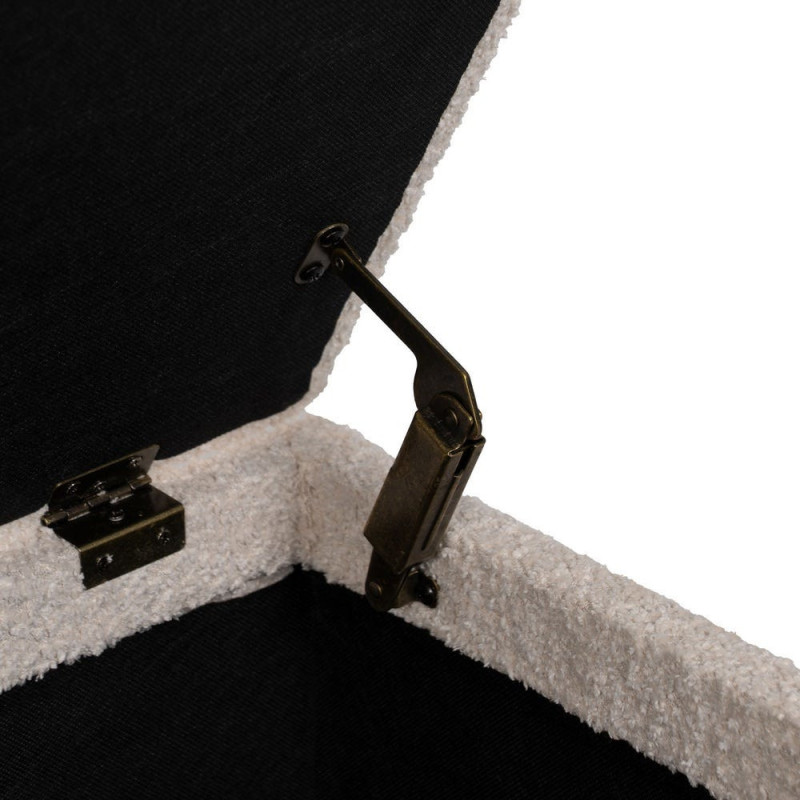 Banquette Bouclette Ovale 2 places Avec coffre de rangement Tissu Blanc crème Bouclé Bois de pin Naturel Bois MDF Kalian - 5