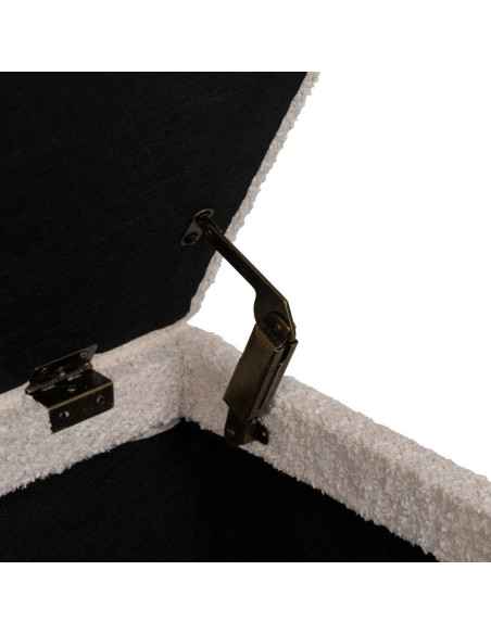 Banquette Bouclette Ovale 2 places Avec coffre de rangement Tissu Blanc crème Bouclé Bois de pin Naturel Bois MDF Kalian - 5