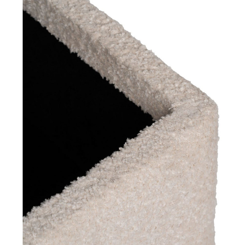 Banquette Bouclette Ovale 2 places Avec coffre de rangement Tissu Blanc crème Bouclé Bois de pin Naturel Bois MDF Kalian - 6