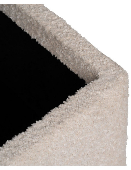 Banquette Bouclette Ovale 2 places Avec coffre de rangement Tissu Blanc crème Bouclé Bois de pin Naturel Bois MDF Kalian - 6