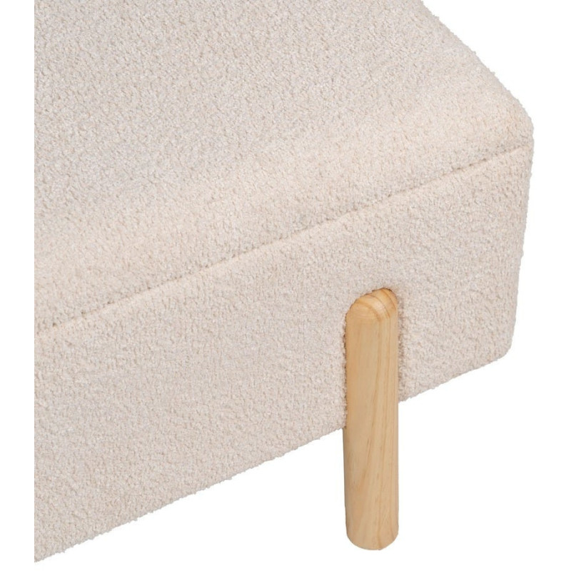 Banquette Bouclette Ovale 2 places Avec coffre de rangement Tissu Blanc crème Bouclé Bois de pin Naturel Bois MDF Kalian - 7