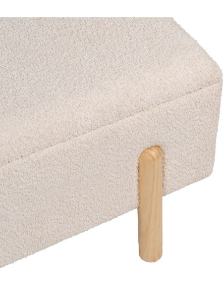 Banquette Bouclette Ovale 2 places Avec coffre de rangement Tissu Blanc crème Bouclé Bois de pin Naturel Bois MDF Kalian - 7