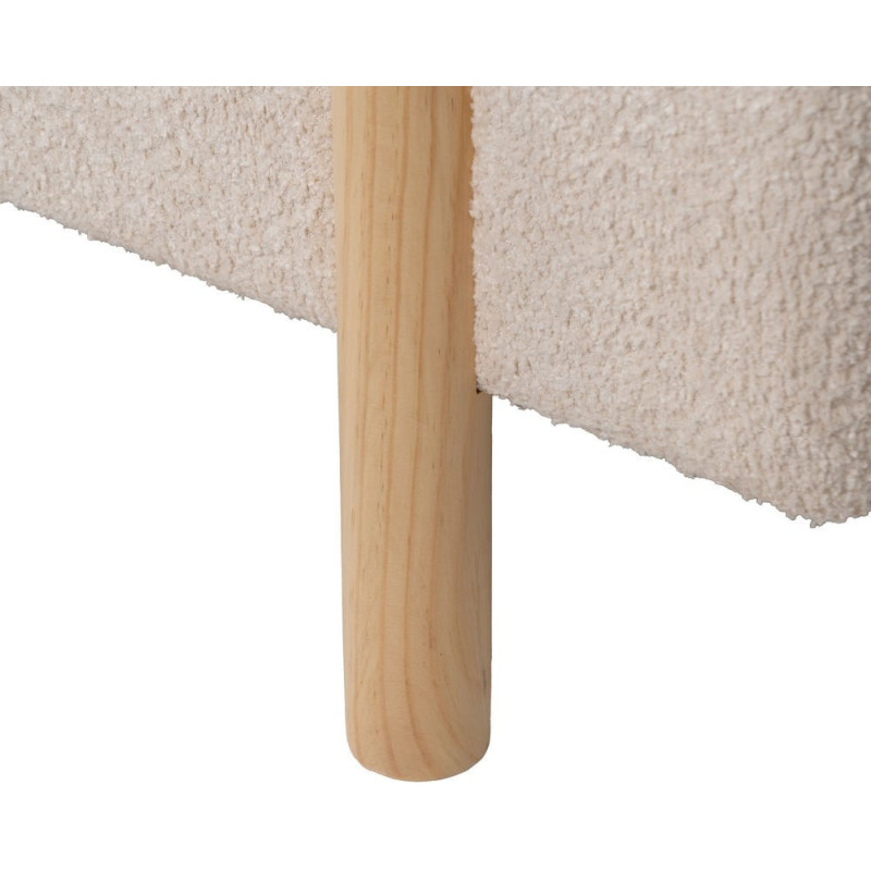 Banquette Bouclette Ovale 2 places Avec coffre de rangement Tissu Blanc crème Bouclé Bois de pin Naturel Bois MDF Kalian - 9
