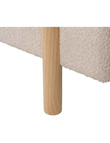 Banquette Bouclette Ovale 2 places Avec coffre de rangement Tissu Blanc crème Bouclé Bois de pin Naturel Bois MDF Kalian - 9