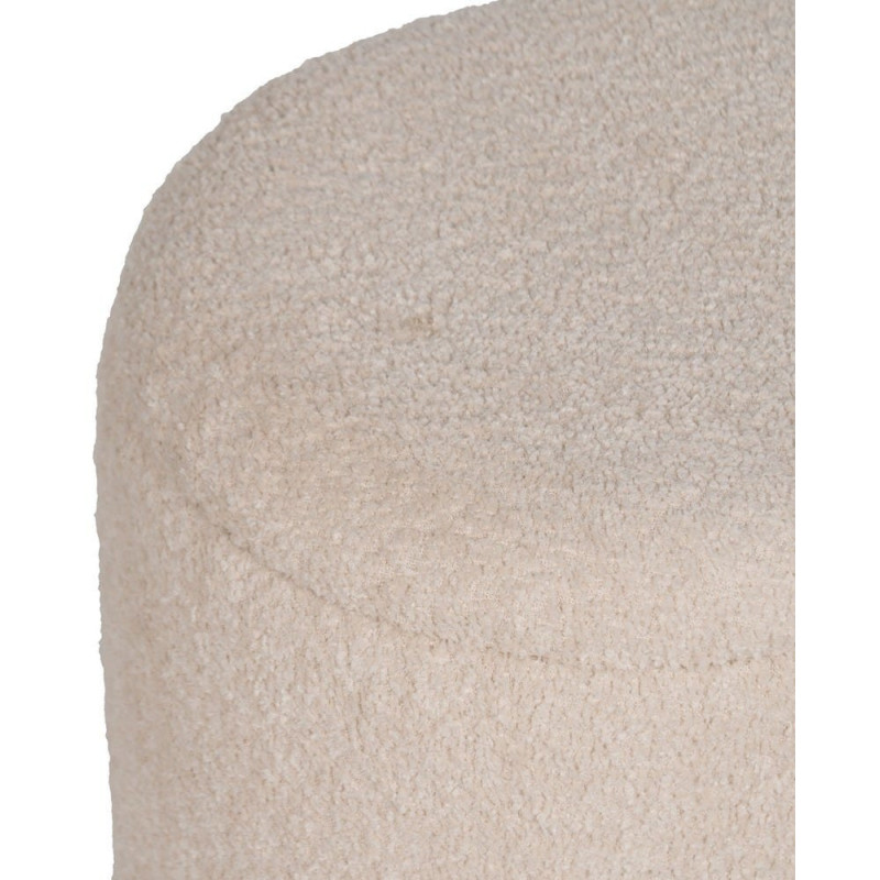 Pouf Bouclette Ovale Avec coffre de rangement Tissu Blanc crème Bouclé Bois de pin Naturel Bois MDF Doreta (Lot de 2) - 4