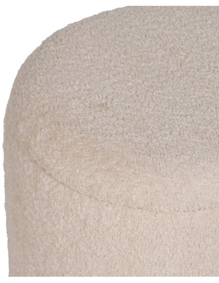 Pouf Bouclette Ovale Avec coffre de rangement Tissu Blanc crème Bouclé Bois de pin Naturel Bois MDF Doreta (Lot de 2) - 4