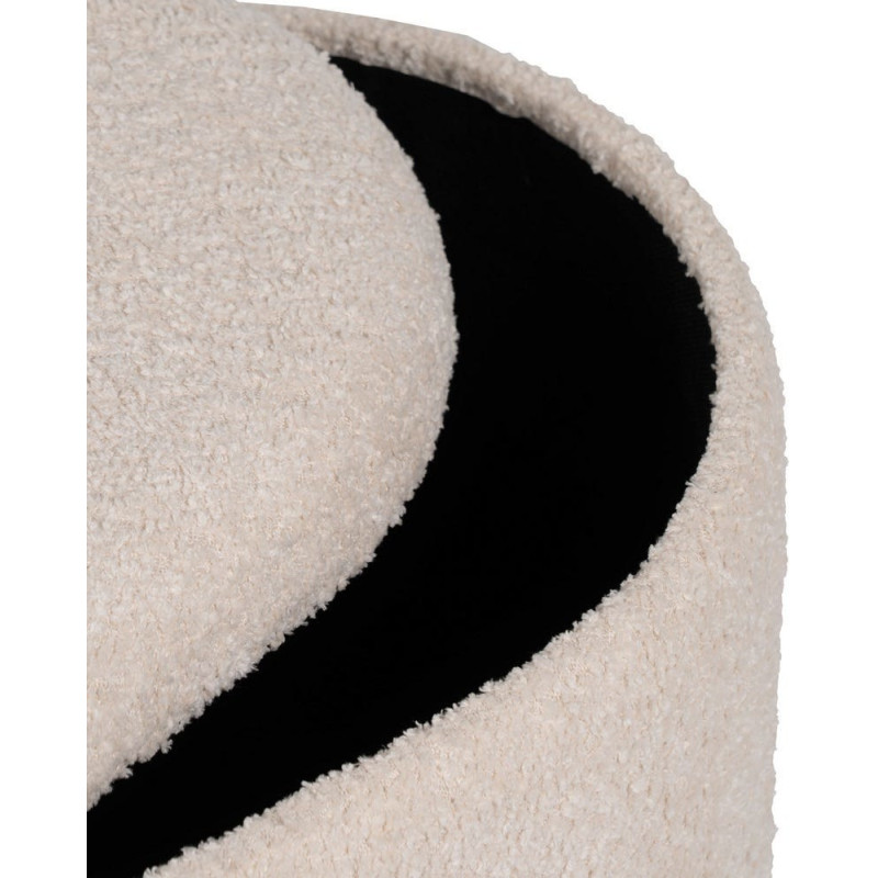 Pouf Bouclette Ovale Avec coffre de rangement Tissu Blanc crème Bouclé Bois de pin Naturel Bois MDF Doreta (Lot de 2) - 5