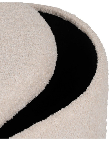 Pouf Bouclette Ovale Avec coffre de rangement Tissu Blanc crème Bouclé Bois de pin Naturel Bois MDF Doreta (Lot de 2) - 5