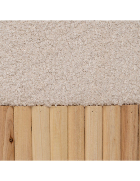 Pouf Bouclette Ovale Avec coffre de rangement Tissu Blanc crème Bouclé Bois de pin Naturel Bois MDF Doreta (Lot de 2) - 7