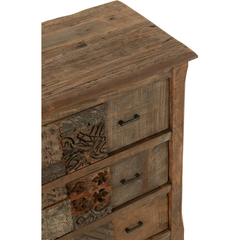 Meuble d'apothicaire 3 tiroirs Hector en bois vieilli marron - 9