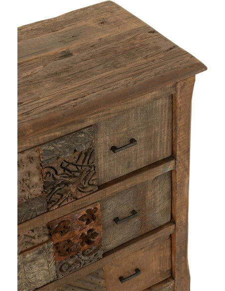 Meuble d'apothicaire 3 tiroirs Hector en bois vieilli marron - 9