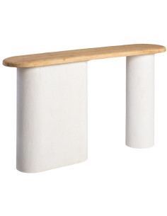 Grande Console minimaliste Ovale 150 cm en Bois MDF Blanc Naturel Wilma - 1