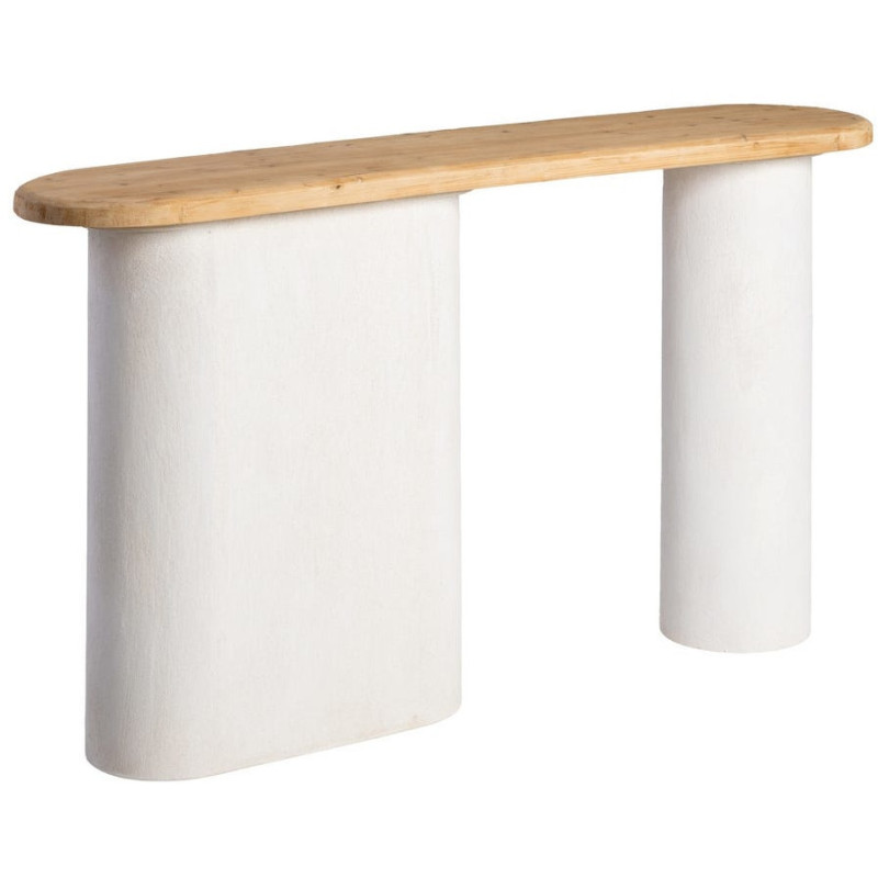 Grande Console minimaliste Ovale 150 cm en Bois MDF Blanc Naturel Wilma - 1