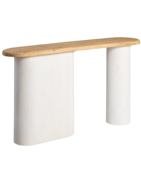 Grande Console minimaliste Ovale 150 cm en Bois MDF Blanc Naturel Wilma - 1