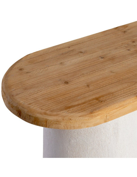 Grande Console minimaliste Ovale 150 cm en Bois MDF Blanc Naturel Wilma - 3