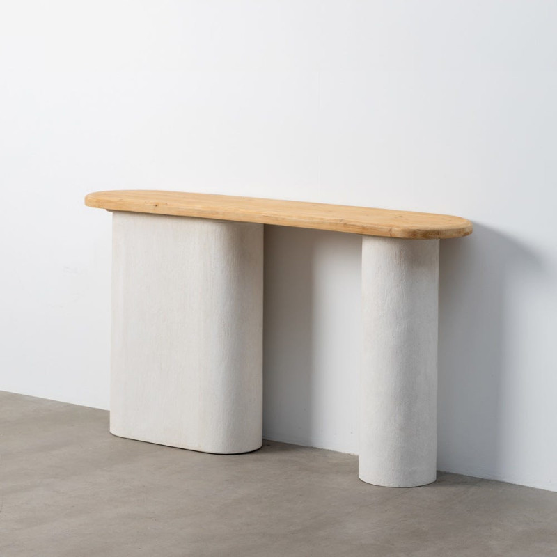 Grande Console minimaliste Ovale 150 cm en Bois MDF Blanc Naturel Wilma - 5