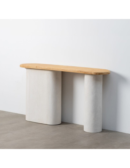 Grande Console minimaliste Ovale 150 cm en Bois MDF Blanc Naturel Wilma - 5