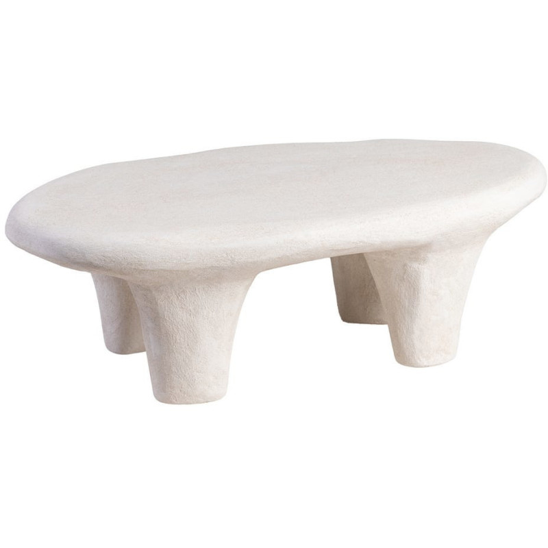 Table basse minimaliste moderne Ovale 102 cm en Résine Blanc Wilma - 1