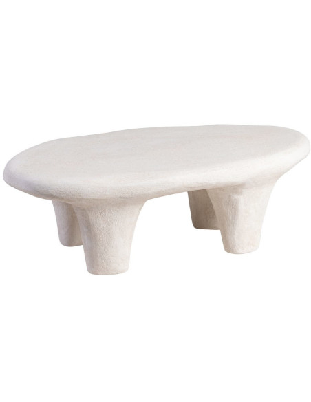 Table basse minimaliste moderne Ovale 102 cm en Résine Blanc Wilma - 1