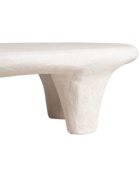 Table basse minimaliste moderne Ovale 102 cm en Résine Blanc Wilma - 3