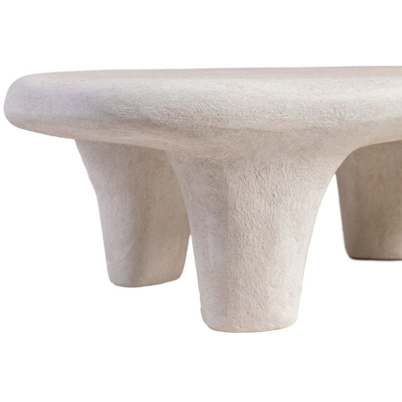 Table basse minimaliste moderne Ovale 102 cm en Résine Blanc Wilma - 4