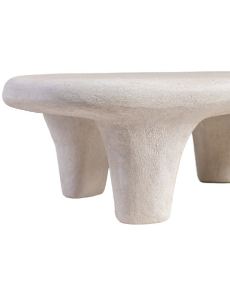 Table basse minimaliste moderne Ovale 102 cm en Résine Blanc Wilma - 4