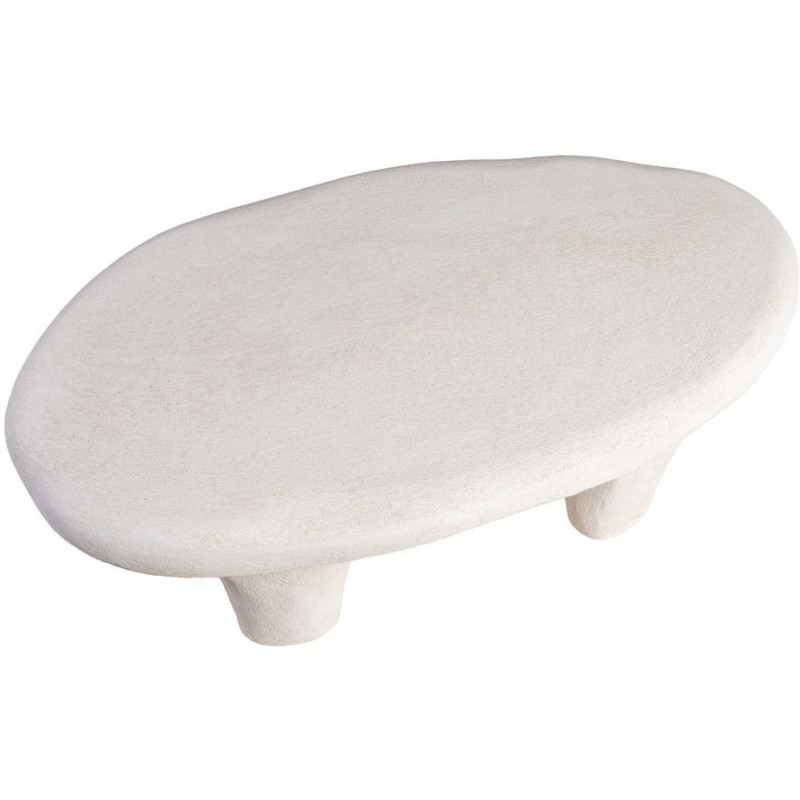 Table basse minimaliste moderne Ovale 102 cm en Résine Blanc Wilma - 5