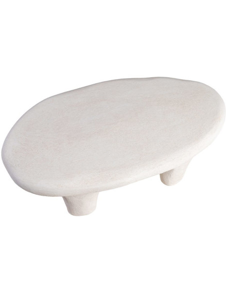 Table basse minimaliste moderne Ovale 102 cm en Résine Blanc Wilma - 5