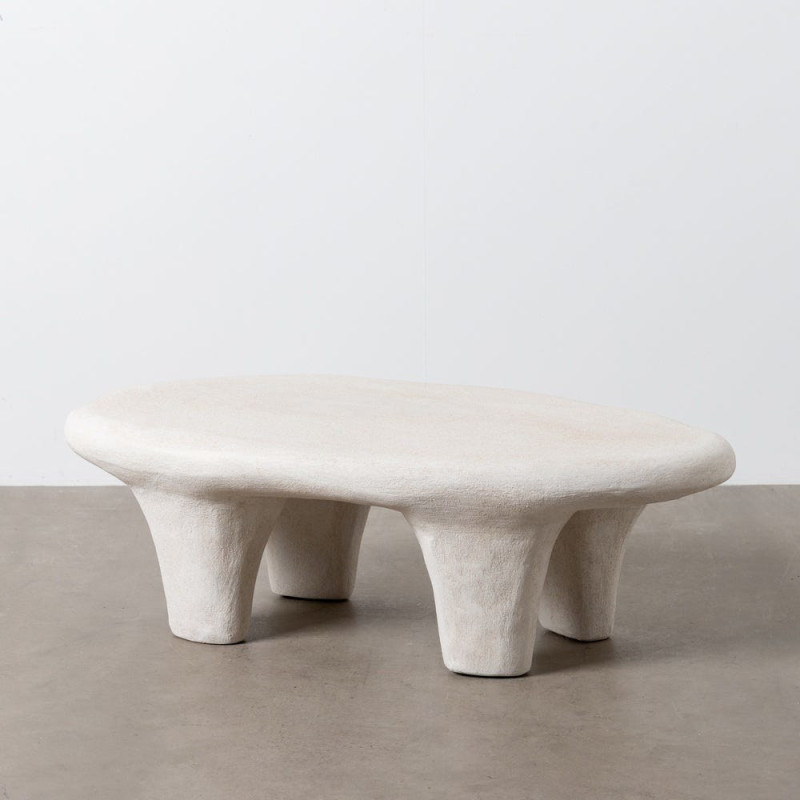 Table basse minimaliste moderne Ovale 102 cm en Résine Blanc Wilma - 7