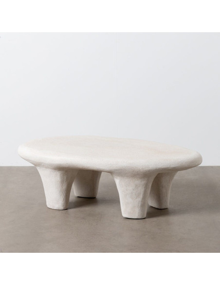 Table basse minimaliste moderne Ovale 102 cm en Résine Blanc Wilma - 7
