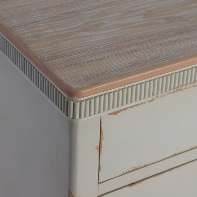 Commode 4 tiroirs crème et bois naturel 115x45x90 cm Soreta Ixia - 3