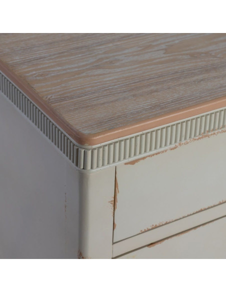 Commode 4 tiroirs crème et bois naturel 115x45x90 cm Soreta Ixia - 3
