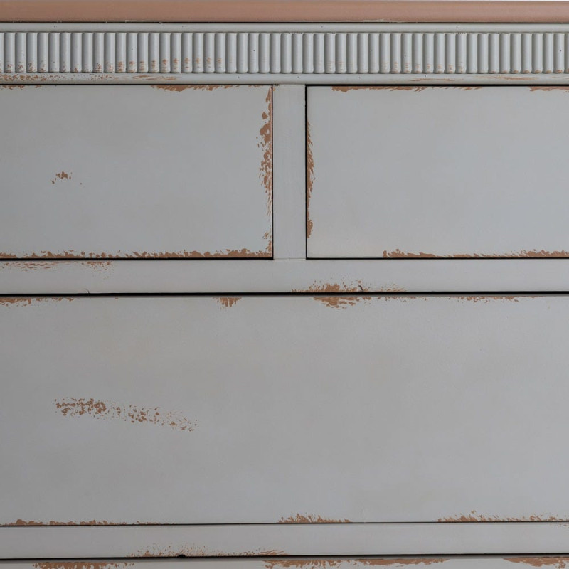 Commode 4 tiroirs crème et bois naturel 115x45x90 cm Soreta Ixia - 7