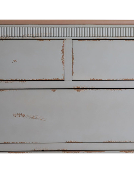 Commode 4 tiroirs crème et bois naturel 115x45x90 cm Soreta Ixia - 7