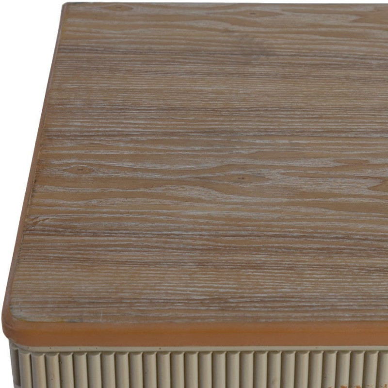 Commode 4 tiroirs crème et bois naturel 115x45x90 cm Soreta Ixia - 8