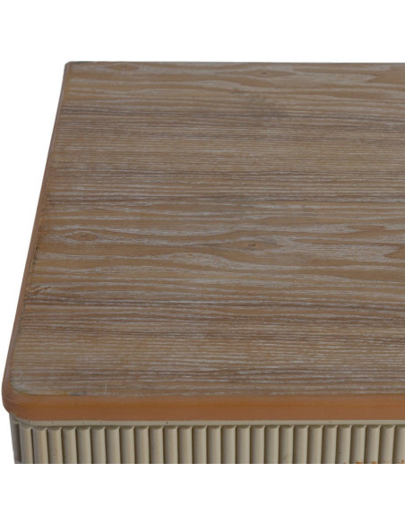 Commode 4 tiroirs crème et bois naturel 115x45x90 cm Soreta Ixia - 8
