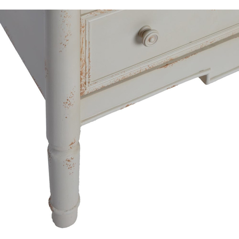 Petite commode 2 tiroirs crème et bois naturel sapin MDF 80x45x60 cm Pirina Ixia - 4