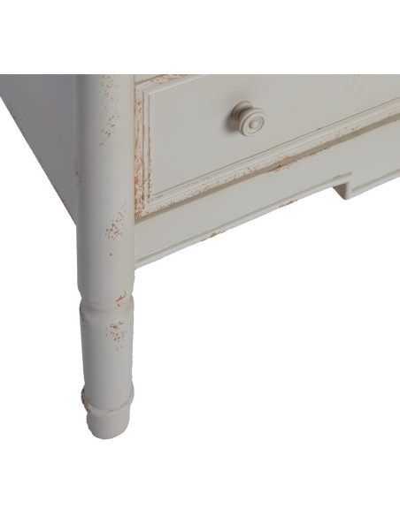 Petite commode 2 tiroirs crème et bois naturel sapin MDF 80x45x60 cm Pirina Ixia - 4