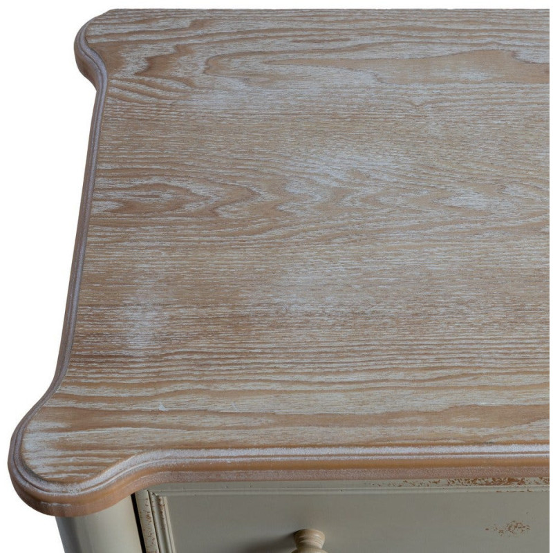 Petite commode 2 tiroirs crème et bois naturel sapin MDF 80x45x60 cm Pirina Ixia - 7