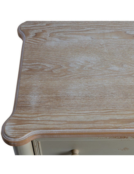 Petite commode 2 tiroirs crème et bois naturel sapin MDF 80x45x60 cm Pirina Ixia - 7