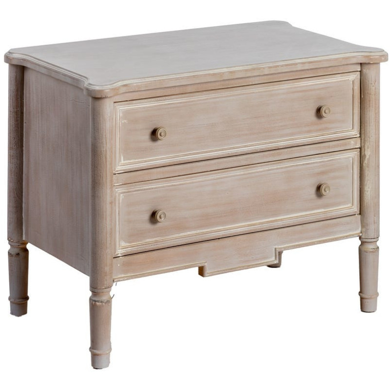 Petite commode 2 tiroirs bois clair sapin et MDF 80x45x60 cm Pirina Ixia - 1