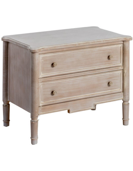 Petite commode 2 tiroirs bois clair sapin et MDF 80x45x60 cm Pirina Ixia - 1